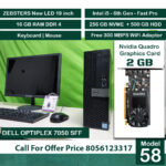 Full Set | Dell Optiplex 7050 | i5 Processor | 6th Gen | 16 GB RAM DDR4 | 256 GB NVME | 500 GB HDD | 2 GB Nvidia Quadro Graphics Card|Windows 10 pro| 3 months  Warranty