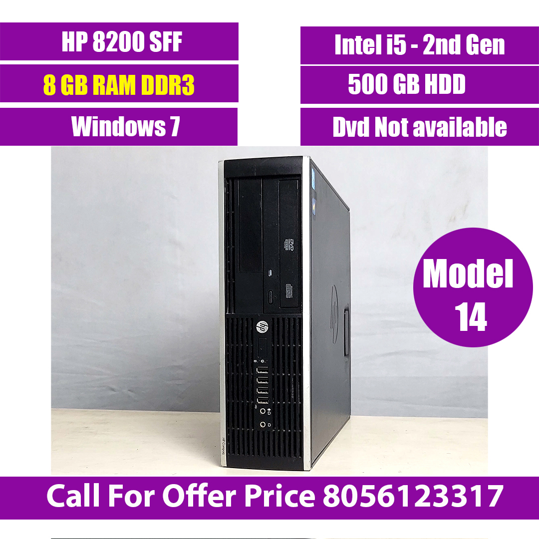 HP Compaq Pro 8200 SFF|i5 2nd Gen|8 GB DDR3| 500 GB HDD| Windows 7 | Used  Computer | 3 months Warranty – VIP Systems