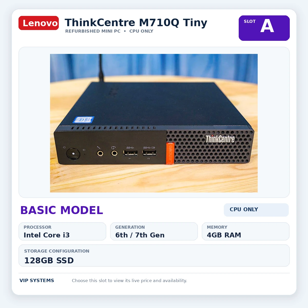 Lenovo ThinkCentre M710Q Tiny Desktop – CPU Only